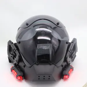 Costribe Futuristic Punk Face Mask Breathable Adjustable Glowing Style For EDM Music Festival Rave Nightclub Party Unisex   rave mask,edm mask,festival face mask,nightclub mask,cyberpunk rave mask,futuristic party mask