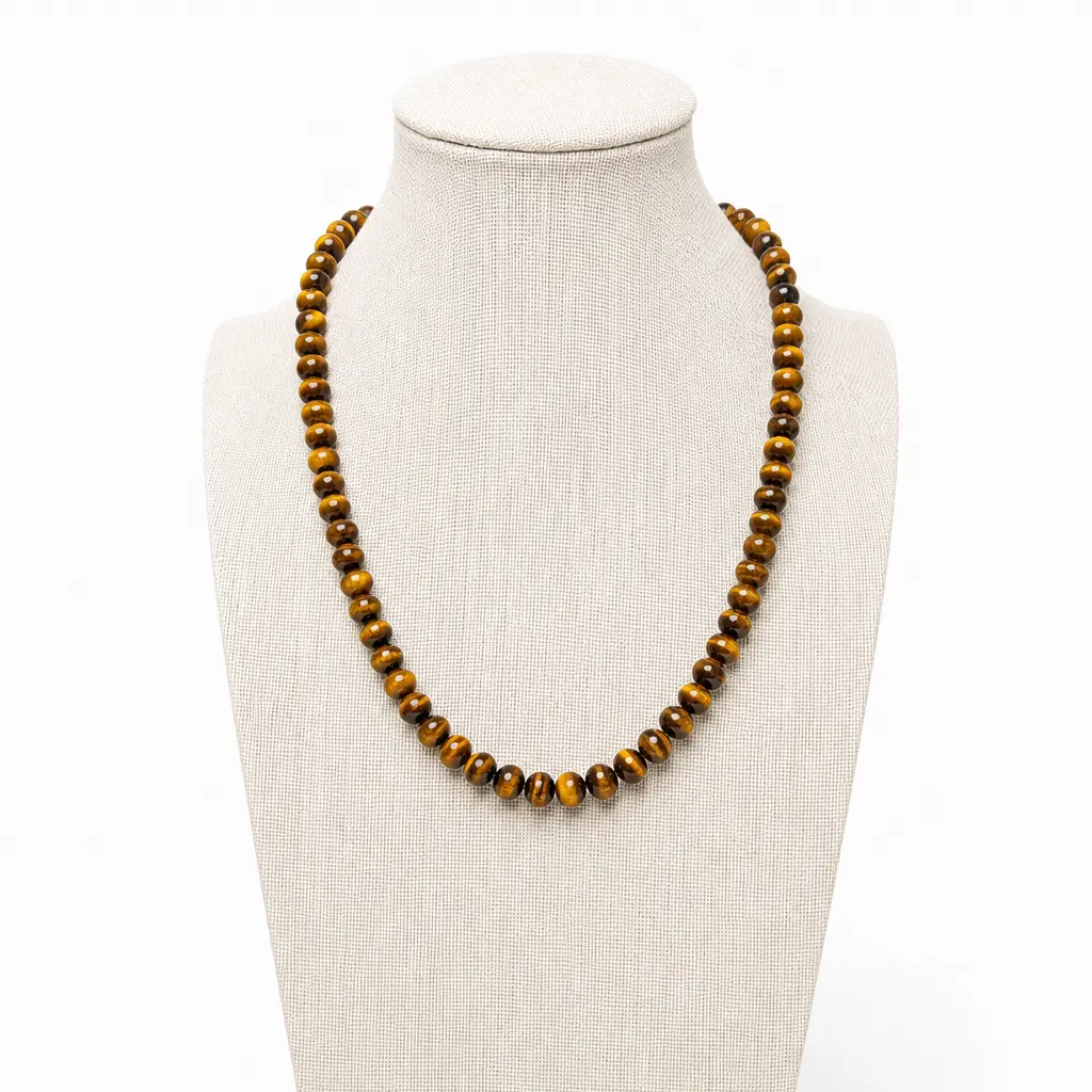 Tiger’s Eye Rondelle Beaded Stretch Necklace, Elevate Your Confidence