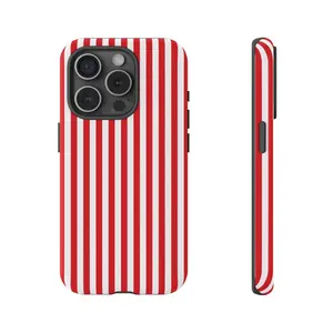 SLIM RED STRIPES Phone Case |   For iPhone 16, 15, 14, iPhone 13, iPhone 12 & More, Birthday Gift, Striped Case, Fun Gift, Trendy Protection Protective