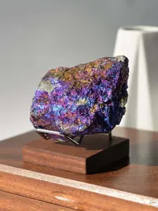 1pc Rare Colorful Natural Bornite Specimen with Chalcopyrite & Malachite Crystals - Bohemian Home Decor, Perfect Gift for Stone Enthusiasts, Hubei Province Origin, Bohemian Home Decor Piece|Vibrant Mineral Display|Glossy Finish, Unique Specimen