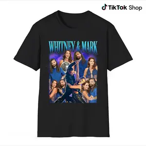Whitney & Mark Graphic Tee, DWTS Retro Dance Partner Shirt, Sparkly Ballroom Performance Print, Unisex Black T-Shirt, Trendy Fan Gift Top