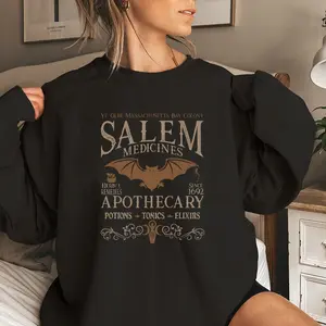 Women's Bat & Letter Print Drop Shoulder Sweatshirt, Casual Long Sleeve Round Neck Pullover for Fall & Winter, Ladies Clothes for Daily Wear, Everyday