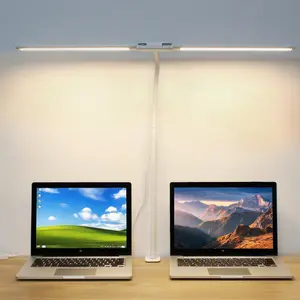 Clamp Desk Lamp | Dual Head LED | 50 Light Modes USB Powered 5V 2A | Flexible neck Monitor Light | Eye-Care Design for Study/Office/Crafts/Drawing  White Color