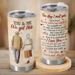 KindCrafts Shop –  Elderly Couple 20oz Tumbler – Sentimental Gift for Husband or Wife, Wedding Anniversary Drinkware, Forever Love Cup for Spouse, Daily Reminder of True Love