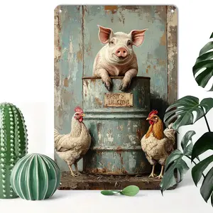 1pc Rustic Farmhouse Vintage Metal Tin Sign - 8x12 Inch Aluminum Wall Plaque , No Electricity Needed, Easy Mounting for Home, Bar, Cafe, Restaurant Decor - Perfect Gift for Farmhouse Style, Restaurant Decoration | Distressed Finish | Durable Metal Sign