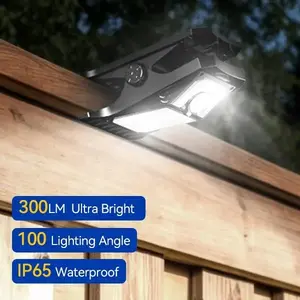 Solar Clip Lights with Motion Sensor,IP65 Waterproof Wireless Security Lighting for Yard, 4-Color Adjustable Outdoor Solar Flashlight with Remote Durable High Lumens 2 Pack