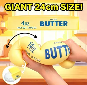 TikTok Viral Butter Stick Squishy Toy 24cm 14cm stress ballwet and soft butter bar large tpr butter stick pinch music for students to vent in class; soft simulation of stuffing contained in toys