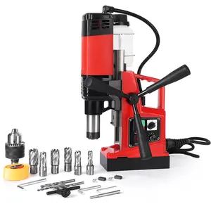 Heavy Duty Metal Magnetic Drill Press with 1400W, Portable Magnetic Base, 1.57" Max Drilling Diameter, 10-Speed Up to 700RPM, Forward & Reverse Function, Electric Core Drilling Machine for Industrial and Household Applications with Drill Bits