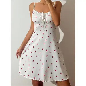 Women's fully printed pajamas, casual, soft and comfortable spaghetti strap pajamas, suitable for daily home wear, women's pajamas, ladies