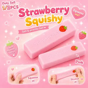 1/2 PCS Butter Bread Squishy, Strawberry Butter Squishy, Anxiety Squishies, Fidget Cube Stress Relief, Realistic Butter Stick Soft Squeeze Balls,  Soft Pink Stress Toys, Squishy Sensory Fidgets, for Adults, Office & Study