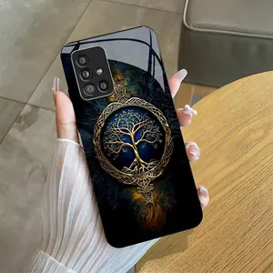 Suitable for [Galaxy A51 5g] high-end phone case🤩， high-end patterns，blue and gold tree of life pattern new black phone，drop-resistant and fingerprint-proof YM99