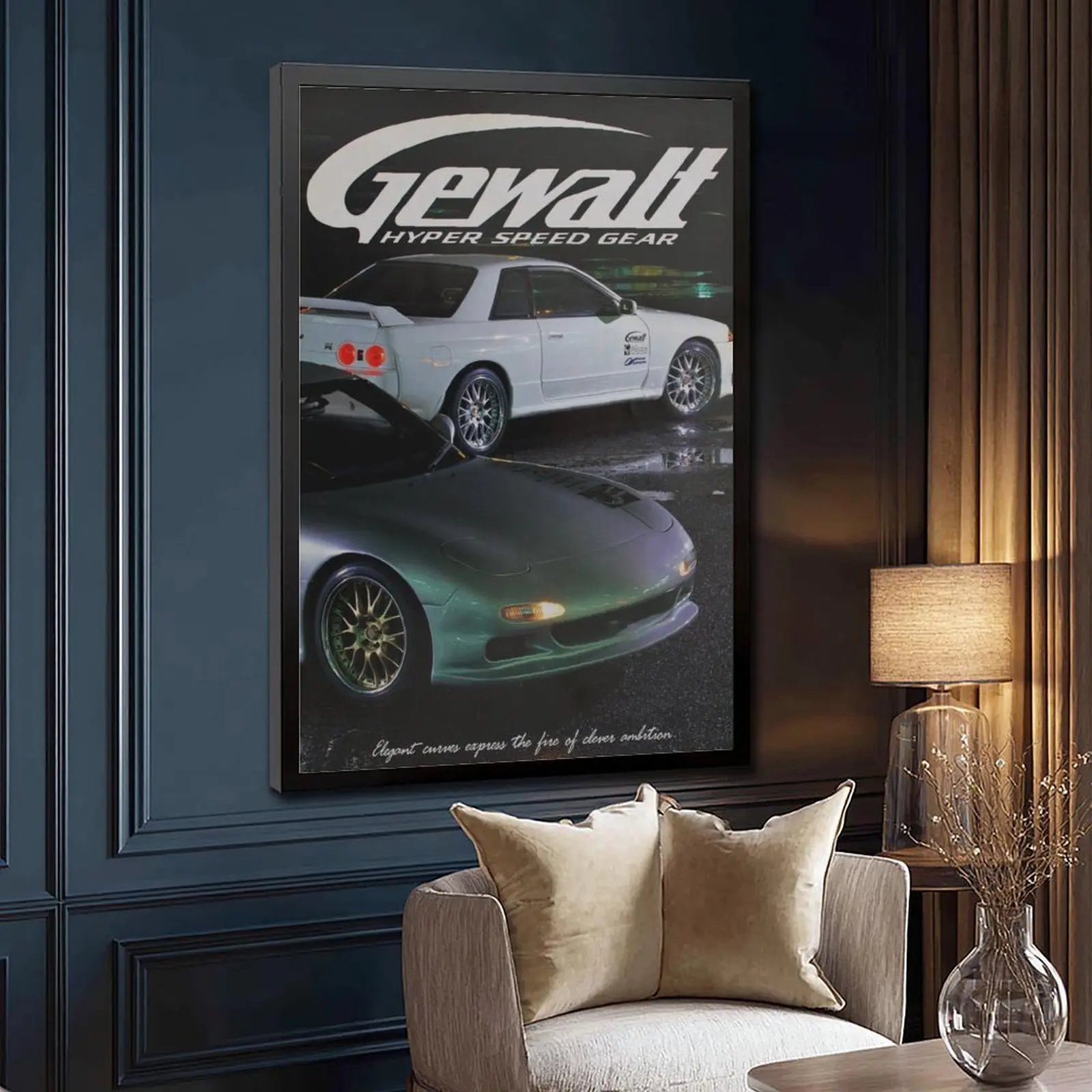 Vintage Japanese Racing Poster – Sports Car Canvas Wall Art, Decorative Artwork, Retro Room Decor and Home Accent