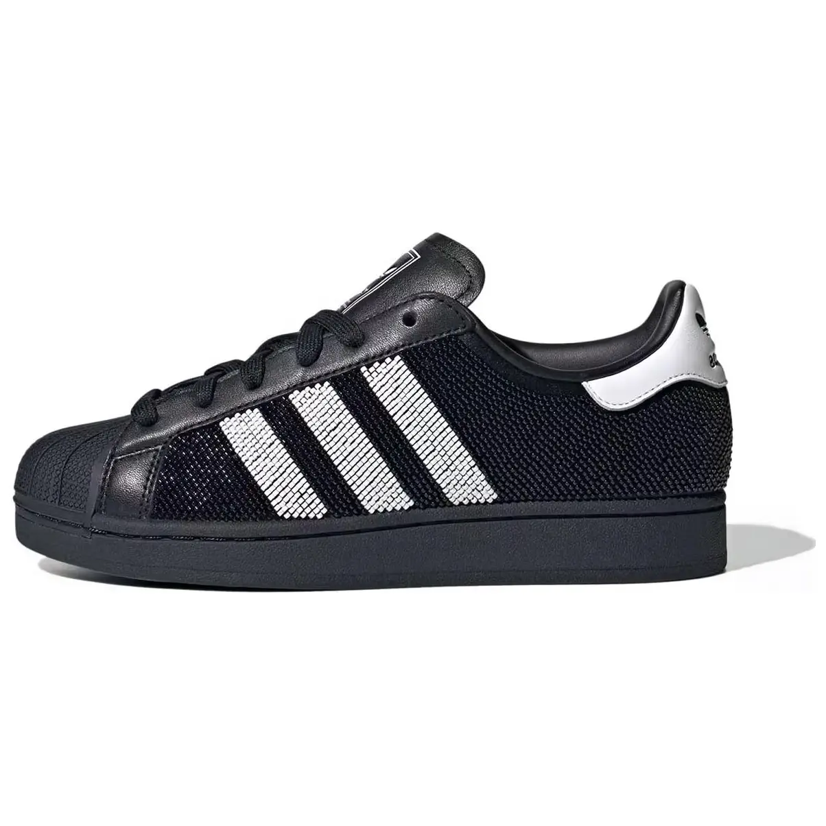 Adidas Wmns Superstar Beaded' Versatile Comfort Lightweight Low Top Skate Shoes Black White Women's JH7098