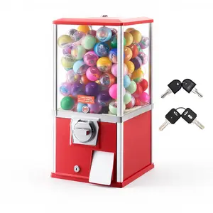 VEVOR Control Lever Gumball Machine, 21-in 25-Cent Candy Vending Dispenser with PS Jar, Holds Up to 180 1.77-in Spherical Candies for Shopping Malls, Amusement Parks