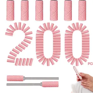 Upgraded Mini Nail Sanding Bands Set, 200Pcs 180# 240# Fine Grit Sanding Bands with 2Pcs 3mm Mandrel Bits, 1.5mm Thick Durable Nail Drill Sanding Bands, Precision Manicure Tools for Salon Home DIY Nail Art