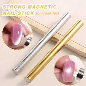 1 Pc Cylindrical Cat Eye Nail Magnet, Double-Ended Strong Magnetic Nail Tool with Metal Gold & Silver Handle, 2-in-1 Cat Eye Magnet Stick for Nail Art DIY Home Manicure Supplies
