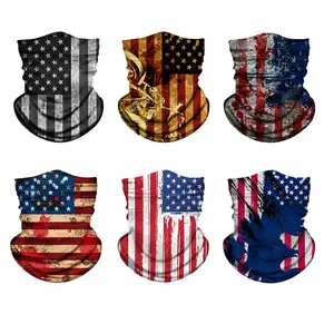 6-Pack Patriotic Flag Series Neck Gaiter – UV Protection Cooling Face Mask & Seamless Balaclava for Men & Women. Breathable Headband & Sun Shield for Fishing, Hiking, Biking & Outdoor Sports. Flag Print Design.