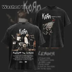 ReTro Rock Band Korn Follow The Leader Grafik T-shirt , Korn Band T-Shirt , Music Graphic Tee . Washed Oversized T-Shirt , Rock Band Shirt, Retro Music Tee, Rock Music Lover Shirt, Vintage Band Shirts Casual Fabric Fit Top , Top Men's and Women's Clothing