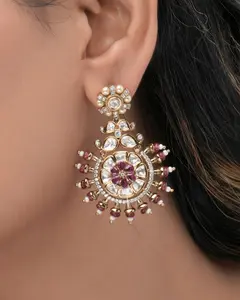 Handmade Crimson Mosaic Mozanite Stud Earrings