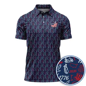 USA 250th Patriotic Pattern Golf Polo Shirt for Men, 1776–2026 American Golf Polo, Funny Crazy Golf Shirt, 4th of July Apparel