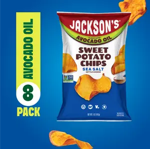 Sea Salt Sweet Potato Chips in Avocado Oil 5oz (Pack of 8) Allergen-friendly, Gluten Free, Peanut Free, Vegan - Shark Tank Product