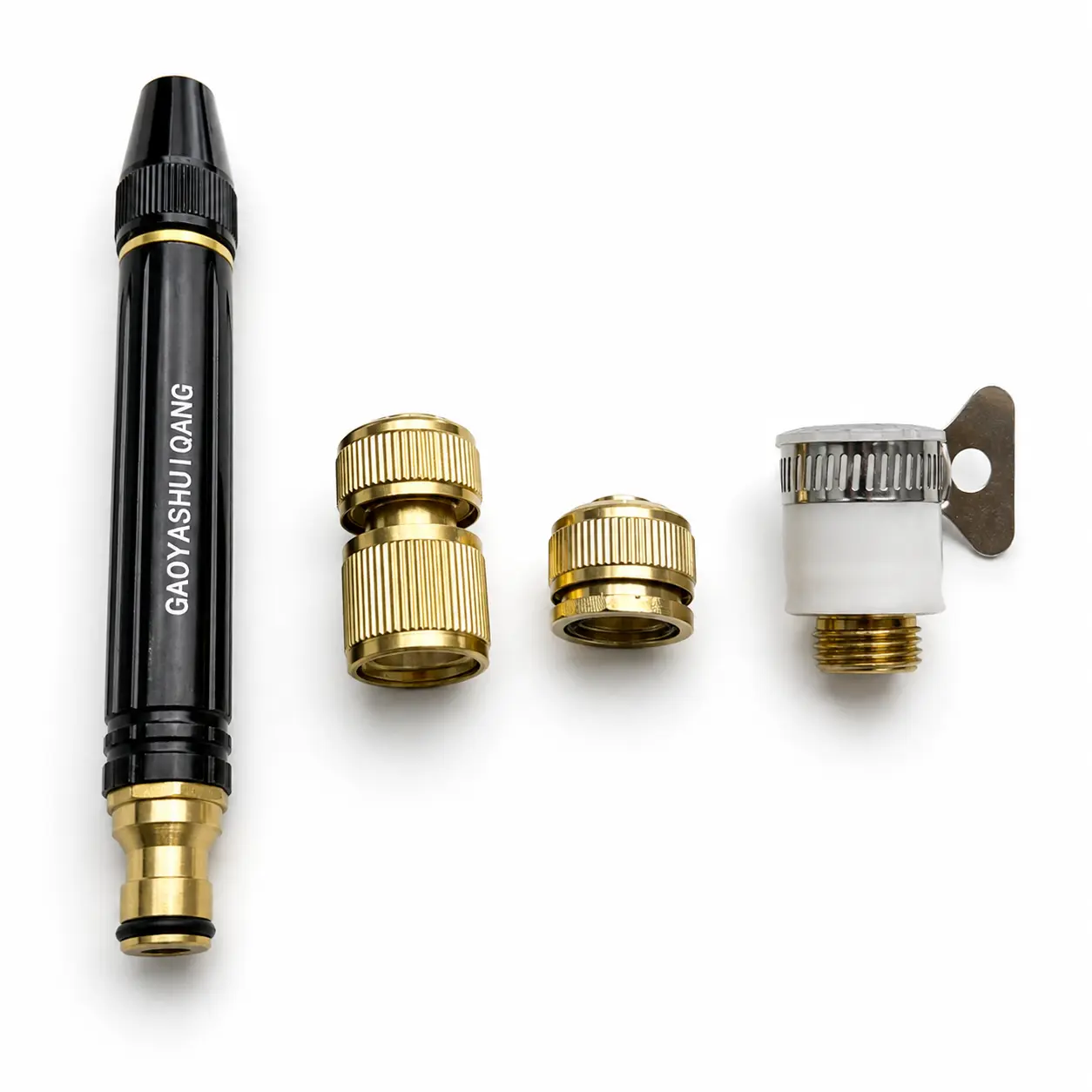 4-Piece High-Pressure Car Wash Water Gun Kit, Brass Pacifier Quick-Connect Spray Nozzle Set for Garden Hose, Heavy Duty Adjustable Water Sprayer for Car Washing Garden Watering Floor Cleaning