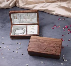 <Custom in Description> Personalized Jewelry Box, Travel Case for Women, Valentines day Gifts for her, Engraved Wood Jewelry Box, Bridesmaid Jewelry Box