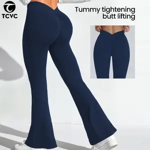 (New)Tightening the abdomen and lifting the hips with a V-shaped waist design, women's bell bottom pants are suitable for yoga and exercise, comfortable for active lifestyle, gym exercise, tight pants, fitness pants, sports underwear (gift)