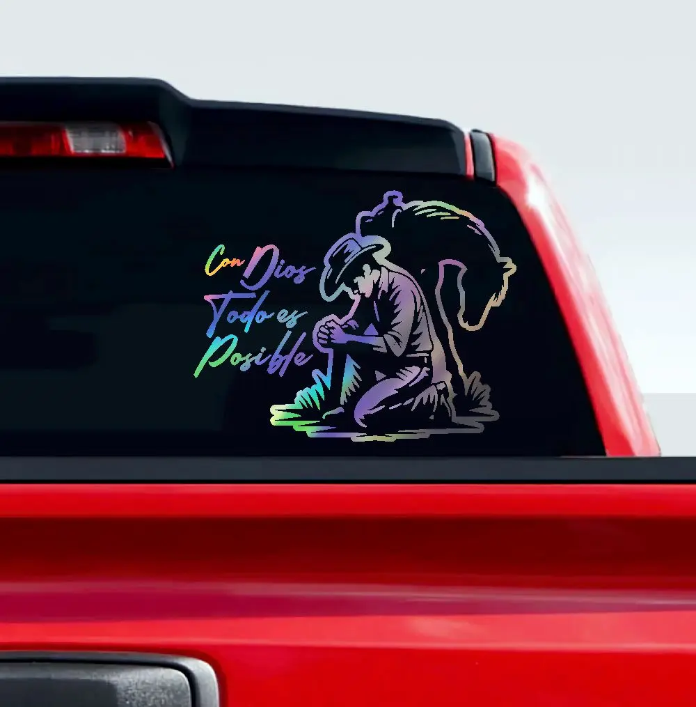 CowBoy ll Con Dios todo es Posible Sticker Adhesive Vinyl Decal car vehicle