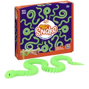 Print Play Glow Snake - 3D Printed Articulated Fidget Toy, Glow in the Dark Sensory Desk Pet