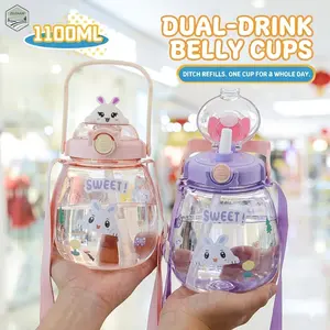 Creative Plush Toy Large-Capacity Cup Summer Large-Capacity Heat-Resistant Plastic Water Cup Stylish And High-Value Cup With Handle And Straw