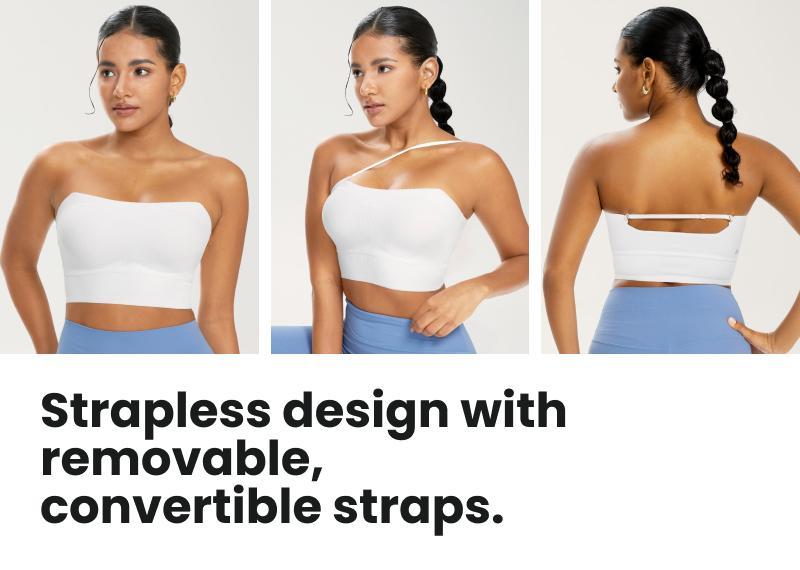Push Bra Bodytips Ribbed Thin Strap Bra Multi Way Bandeau Tank Top Stretch Fit Support Design Smooth Strap Bra Tube Top Versatile Bra No Show Underwear Invisible Bra For Work Home Lounge Casual Style Vacation Layering Inner Outer Summer Use Daily Basics