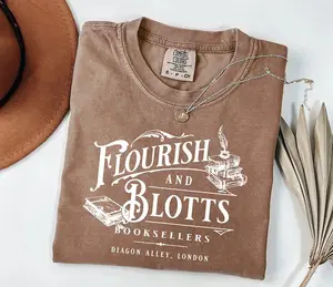 Comfort Colors Wizard Book Shop T-shirt, Hp Fall Tee, Flourish And Blotts Shirt, Universal Magical Family Trip Tshirt, Womenswear