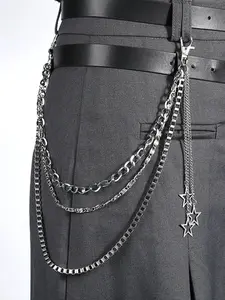 Silver Y2K Star Jean Chains for Women Pants Chain for Men Dainty Trendy Pocket Chain for Pants Silver Biker Jean Chains Punk Hip Jewelry Party Music Festival Y2K Cosplay Accessories Waist Chain Accessory
