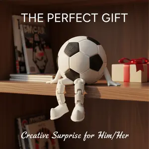 Funny 3D Printed Articulated Soccer Ball Figure (2 Pack) - Poseable Desk Decor & Fidget Toy, Unique Gift for Football Fans