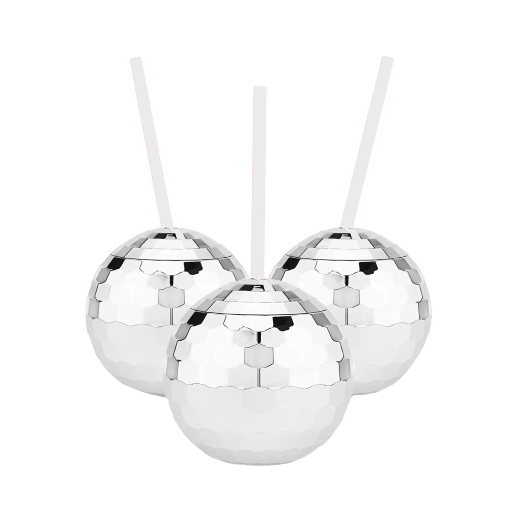Disco Ball Tumbler Reusable Drinkware 16oz BPA Free Non Toxic Party Favor with Straws Leak Proof Sealed Lid Hand Wash Only