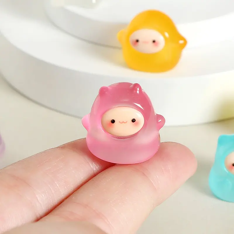 Luminous Elf Ghost Figurine, Cute Pink Handmade Resin Desk Ornament, Mini Sized Night Light for Car Decoration, Desk Ornaments, Home Decor Ornaments