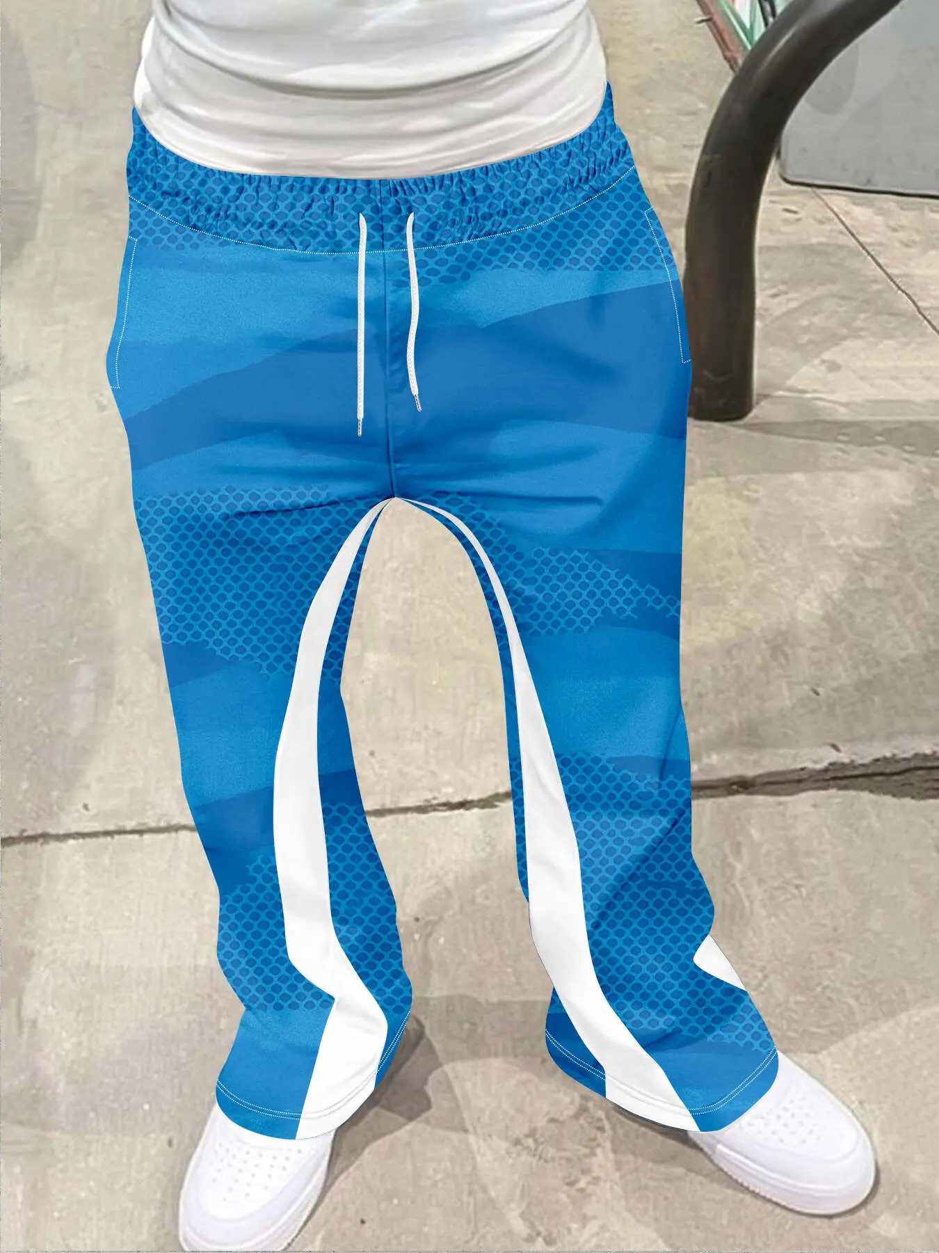 Men's Loose Fit Flare Leg Pants, Casual Streetwear Joggers, Vintage Hip Hop Long Trousers, 3D Print Design, Sporty Fashion, Wide Sweatpants, Flared Sports Pants, Athleisure Casual Bottoms