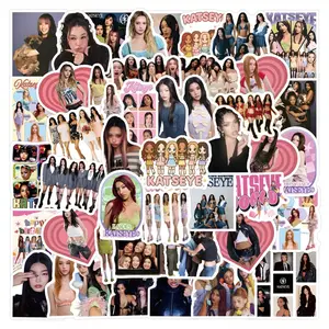 Katseye 60pcs Waterproof Stickers, Decorative iPad Collage, Notebook Stickers, Mobile Phone Case Support Materials, Star Peripherals Collection