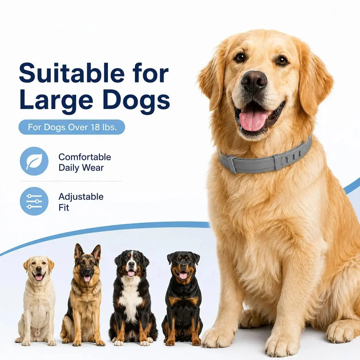 Adjustable Dog Collar with Fresh Scent Comfortable Lightweight Pet Collar for Large Dogs Over 18 lbs Everyday Wear for Walks and Outdoor Use