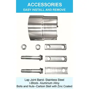 2.5 Inch Exhaust Clamps 2 Packs 2 1/2in Lap Joint Band Clamp 304 Stainless Steel for Muffler Pipe Repair Catalytic Converters