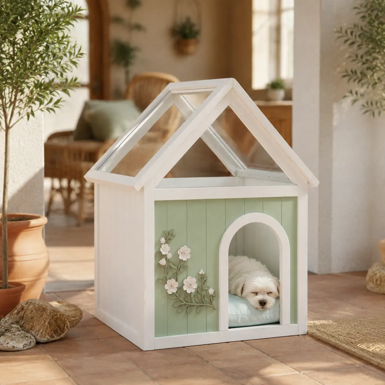 Littleox FSC-Certified Solid Cedar Indoor Cat House with See-Through Clear Acrylic Roof, Modern A-Frame Wooden Pet Shelter, Stylish Quiet Retreat for Small Cats, Kittens & Mini Small Dogs for Bedroom Living Room Decor