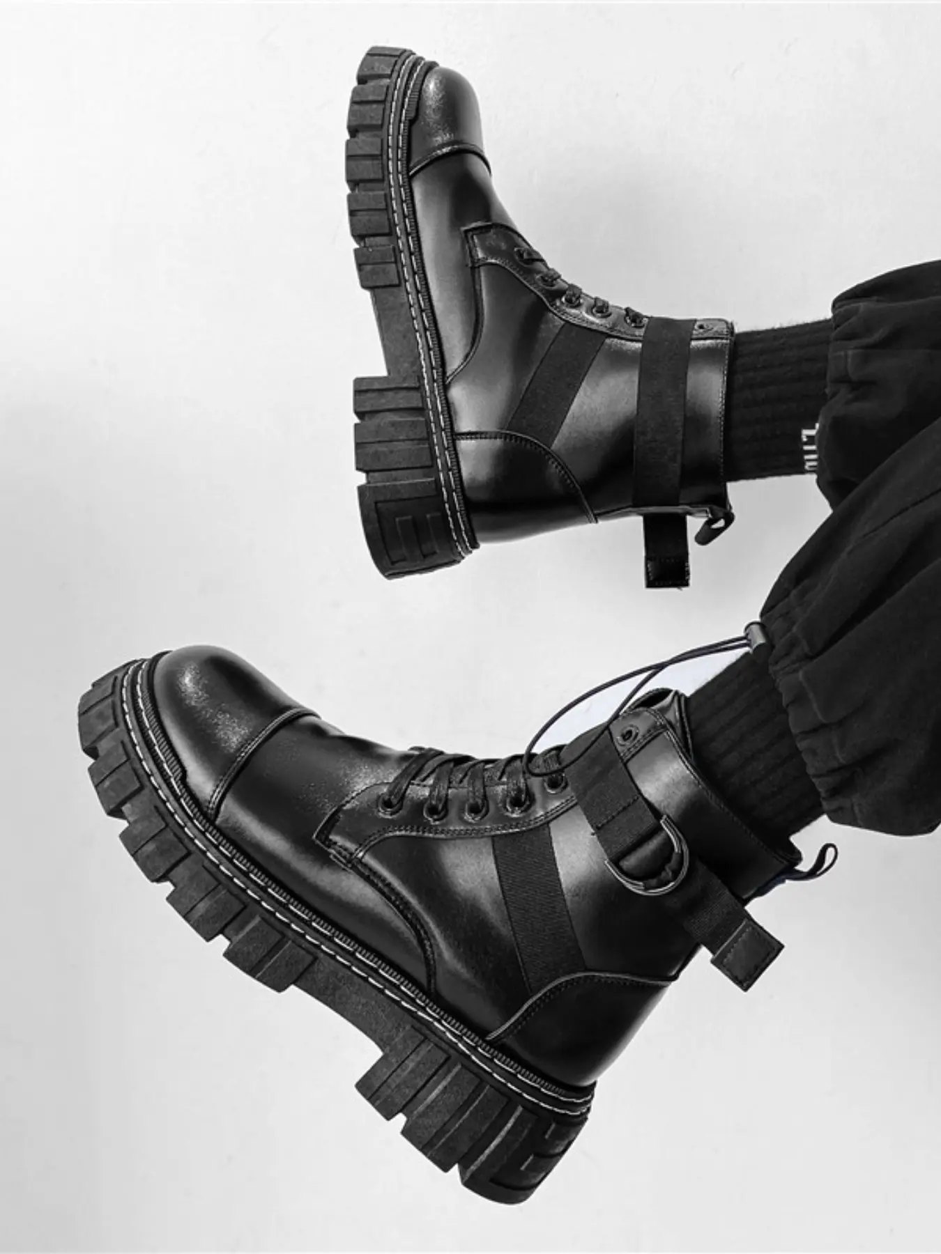 Stylish Motorcycle Boots British Style Shoes Workwear Boots Army Shoes, Trendy Individuality Design, Perfect for Casual & Formal Wear