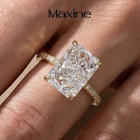MAXINEJEWELRY 7.0ct Radiant Cut 5A Cubic Zirconia Engagement Ring, Women's Promise Jewelry for Proposal, Wedding, Daily Wear, Engagement Ring