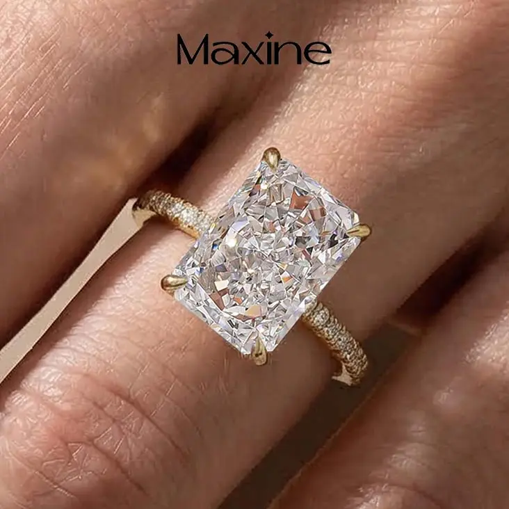 MAXINEJEWELRY 7.0ct Radiant Cut 5A Cubic Zirconia Engagement Ring, Women's Promise Jewelry for Proposal, Wedding, Daily Wear, Engagement Ring