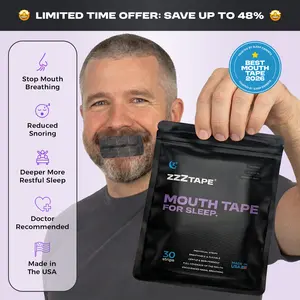ZzzTape Mouth Tape - Enjoy mouth tape benefits for better sleep. Great before and after. Works with beards and mustache. Breathable and hypoallergenic