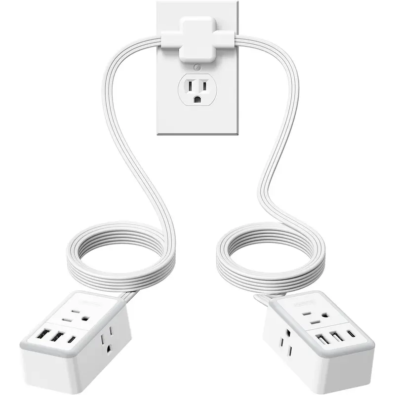 NTONPOWER Twin Extension Cord Splitter 12 / 18 FT, with 6ft Dual Extension Cord on Each Side 3 Widely Outlets, Double Extension Cord for Home Office Dorm Room