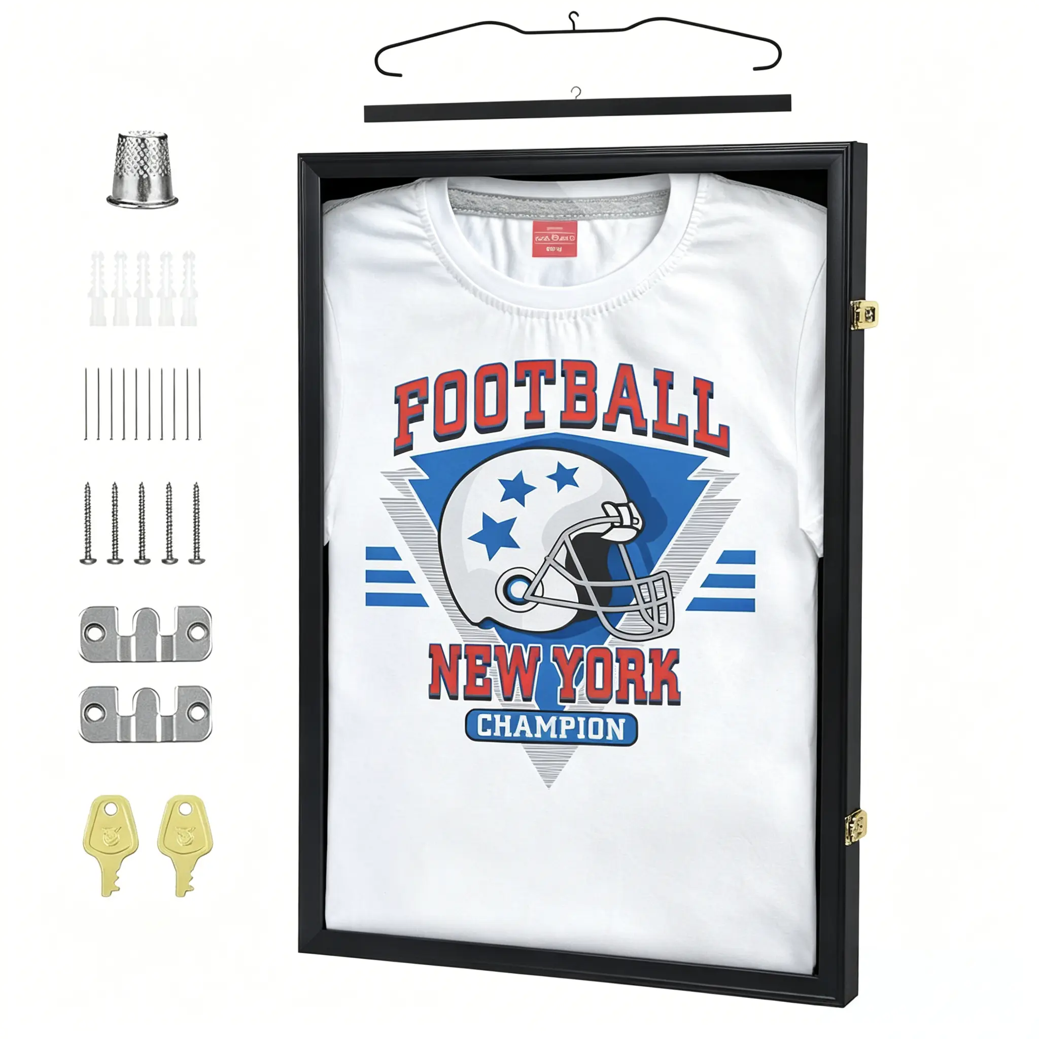 CRDC T-Shirt Frame - 31.25x23.25 Frame with Shatter-Resistant Glass and Folding Insert - All-Star Collection - Black Tshirt Frames for Wall Display - Ideal for Sports Memorabilia or Graphic Tees