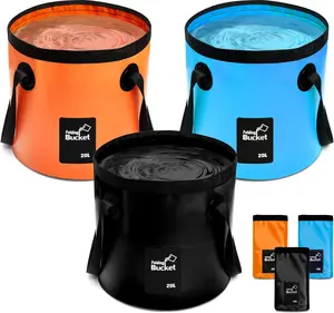 3 Pcs 5 Gallon Bucket Collapsible Foldable Bucket with Handle for Beach Camping Fishing to Hold Water Folding Container Carry Bag Portable Fold up Lightweight
