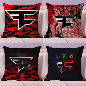 Esports F-FaZe-Clan Cushion Cover Soft Short Plush Fabric Double-Sided Print Organic Breathable Sofa Pillow Case, Home Machine Washable in Perfect for Home Decor Warm Winter Home Child Gift